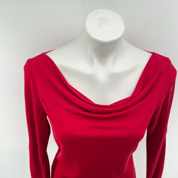 Vintage Niche USA Red Cowl Neck Cutout Long Sleeve Blouse Top Women’s Large - Picture 6 of 13